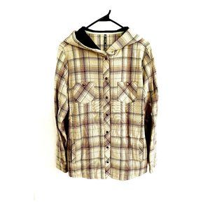 Volcom Cotton Hooded Plaid Button Up Jacket